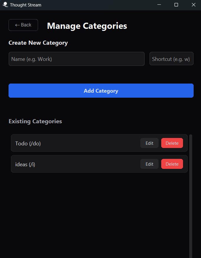 Manage Categories